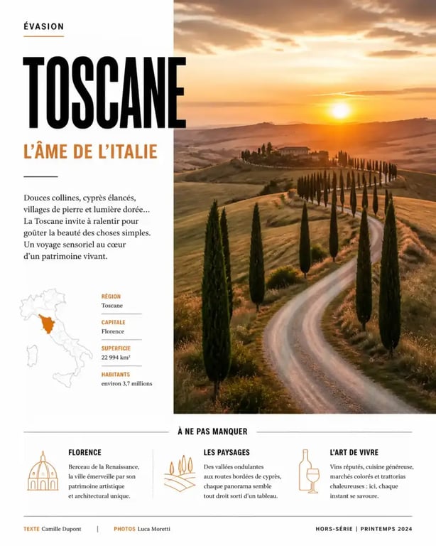 Itinéraire Nord classique pour visiter l'Italie en 15 jours en Toscane