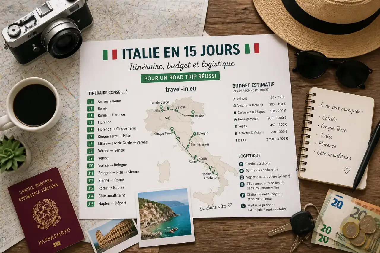 Italie en 15 jours : itinéraire, budget et logistique pour un road trip réussi