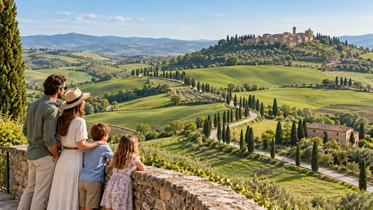 Vacances en Toscane en famille dans les paysages du Val d'Orcia